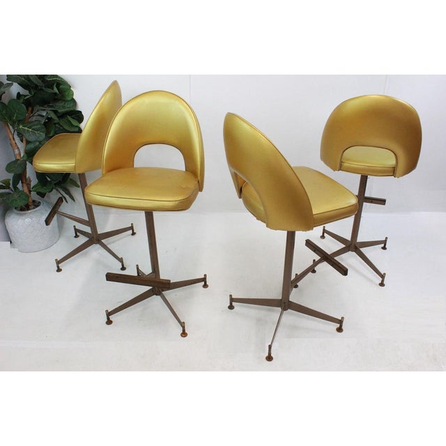 Mid Century Modern Gold Bar Stools Chairish