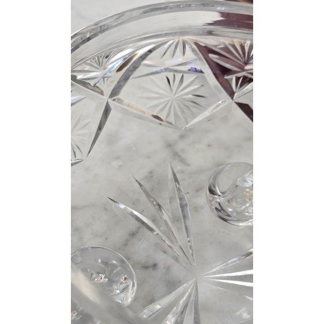Vintage Cut Lead Crystal Footed Covered Compote For Sale - Image 9 of 16