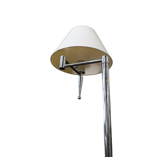 Chrome Casella Floor Lamp With Swinging Arm and Empire Lampshade For Sale In Portland, OR - Image 6 of 10
