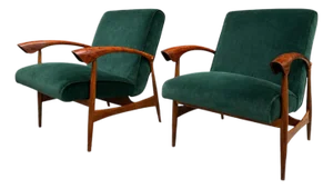 Pair of Armchairs in Brazilian Hardwood & Green Velvet by Liceu De Artes E Ofícios, 1960s