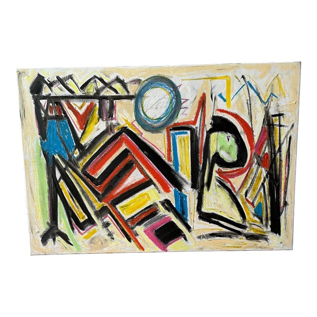 Listed John Schwab Original Oil Abstract Expressionist Oil Painting Cubism MCM Rothko Kandinsky For Sale