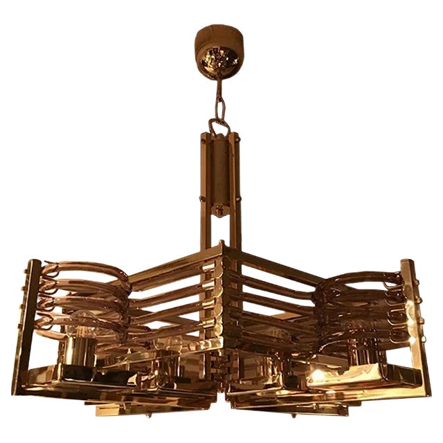 24kt Gold Chandelier by Gaetano Sciolari for Gaetano Sciolari , 1980s For Sale
