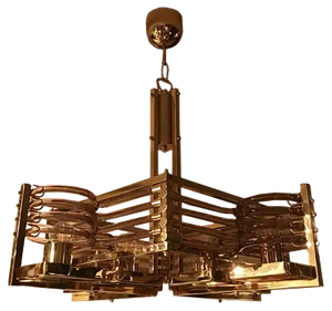 24kt Gold Chandelier by Gaetano Sciolari for Gaetano Sciolari , 1980s