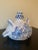 English Vintage Italian Hand Painted Blue and White Faience Pottery Jug Vase For Sale - Image 3 of 12