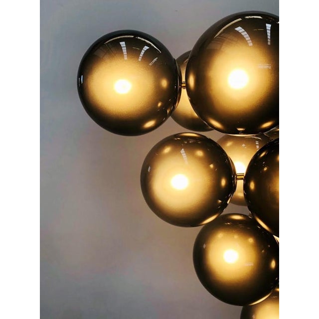Glass 21st Century Italian Grappolo Polished Brass Frosted Smoky Murano Glass Chandelier by Fabio LTD For Sale - Image 7 of 7