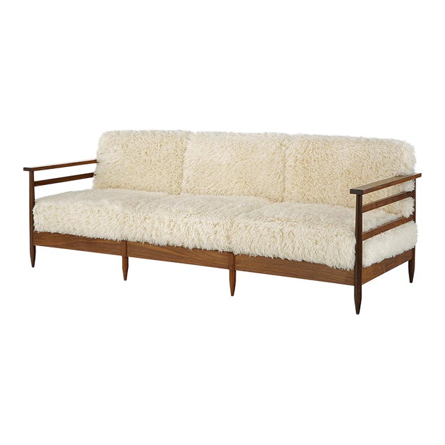 Logan Sofa Upholstered in Casamance Azur Cottoneux Ivoire From the Madeline Stuart Collection For Sale