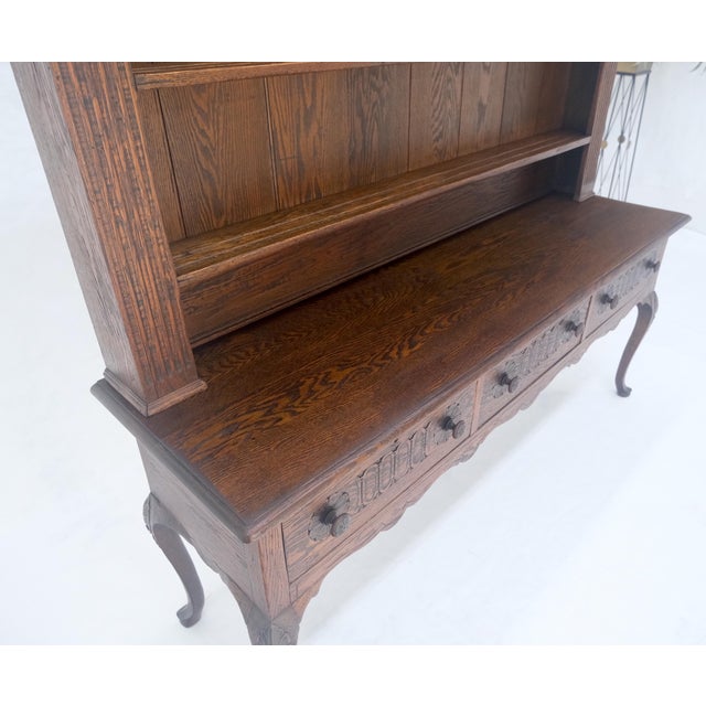Fine Solid Carved Oak 3 Dove Tail Drawer Server Cupboard Credenza Sideboard MINT For Sale - Image 9 of 18