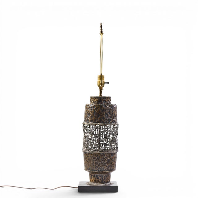 Marcello Fantoni Mid Century Brutalist Copper Table Lamp For Sale In Chicago - Image 6 of 8