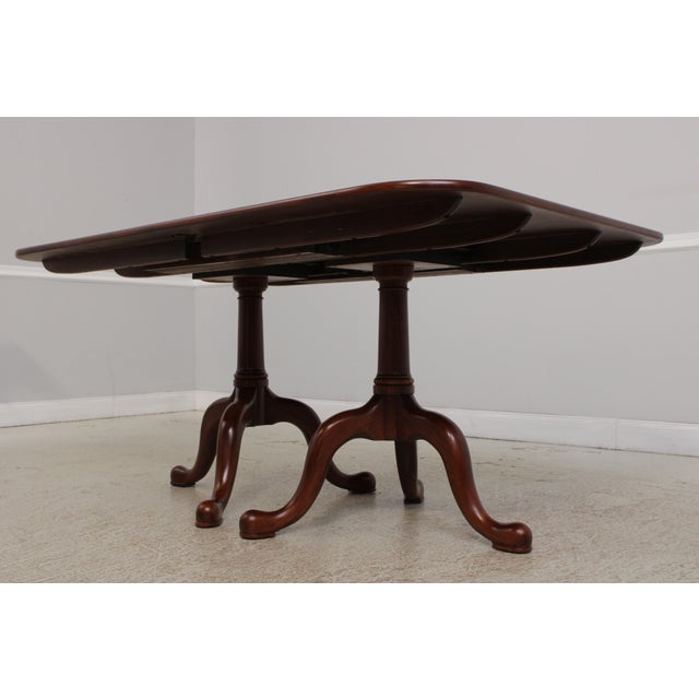 Henkel Harris Henkel Harris Cherry Queen Anne Style Double Pedestal Dining Table For Sale - Image 4 of 18