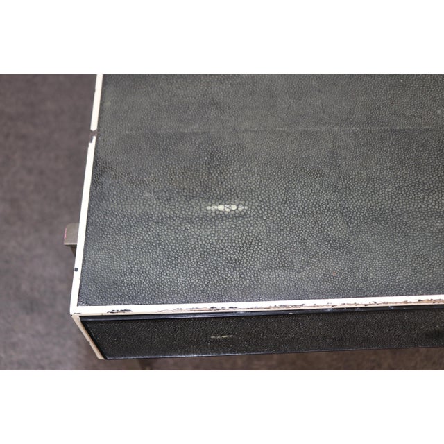 Maitland Smith Art Deco Style Metal Faux Shagreen Coffee Table For Sale - Image 9 of 11