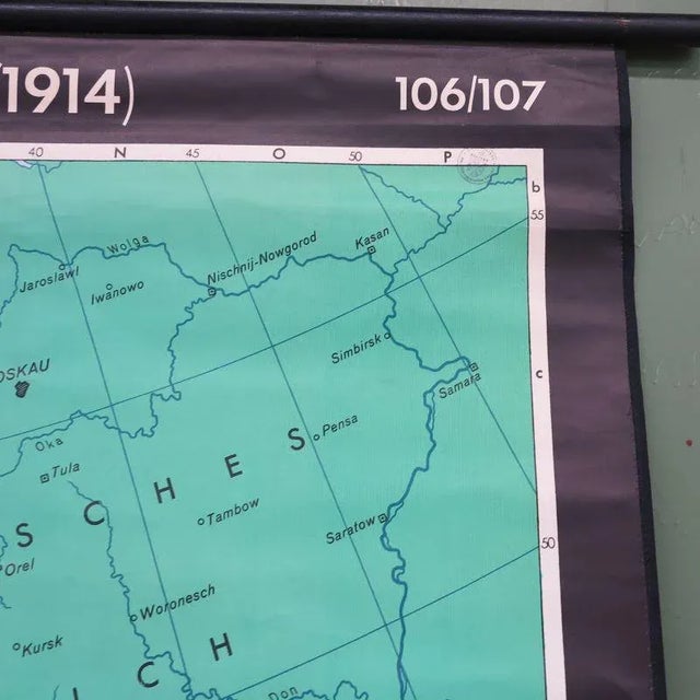 Turquoise School Wall Map of Europe by W. Leisering for Velhagen & Klasing, 1950s For Sale - Image 8 of 10