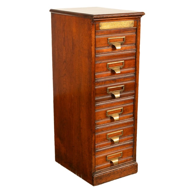 Traditional Antique Edwardian Walnut Six Drawer Shannon Filing Cabinet Co New York 1910 For Sale - Image 3 of 15