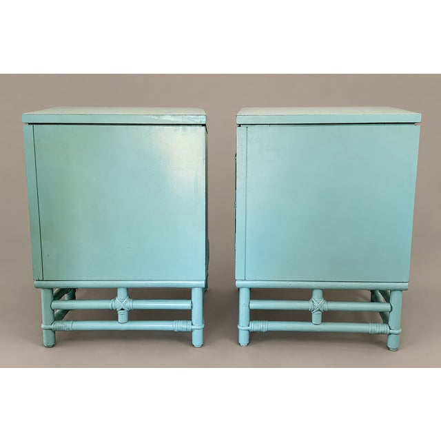 Mid 20th Century Vintage Ficks Reed Style Kaplan & Fox Faux Bamboo Nightstands or Side Tables - A Pair For Sale - Image 5 of 10