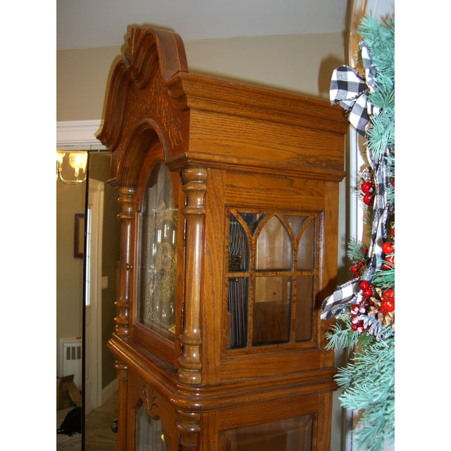 1990s Howard Miller Grandfather Clock 610361 Solid Oak Chairish