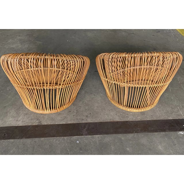 Pair Franco Albini 1960s Rare Rattan Sculptural Mid Century Lounge Chairs, Attributed To For Sale - Image 11 of 12