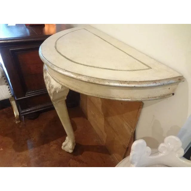 Pair of Venetian Painted and Parcel Gilt Console Tables For Sale - Image 10 of 13