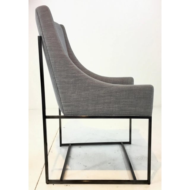 Caracole Organic Modern Caracole Prototype Gray Linen Blend Dining Chairs Set of Five For Sale - Image 4 of 8