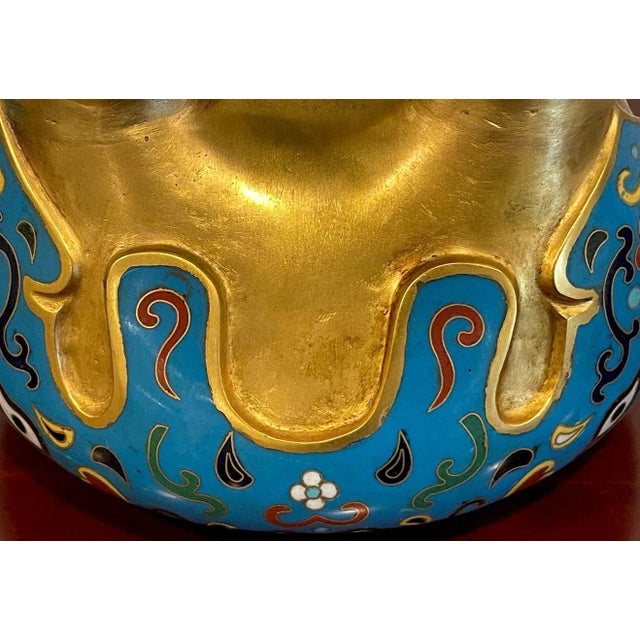 19th Century Chinese Archaic Style Cloisonné & Lacquer Elephant Motif Censor For Sale - Image 12 of 13