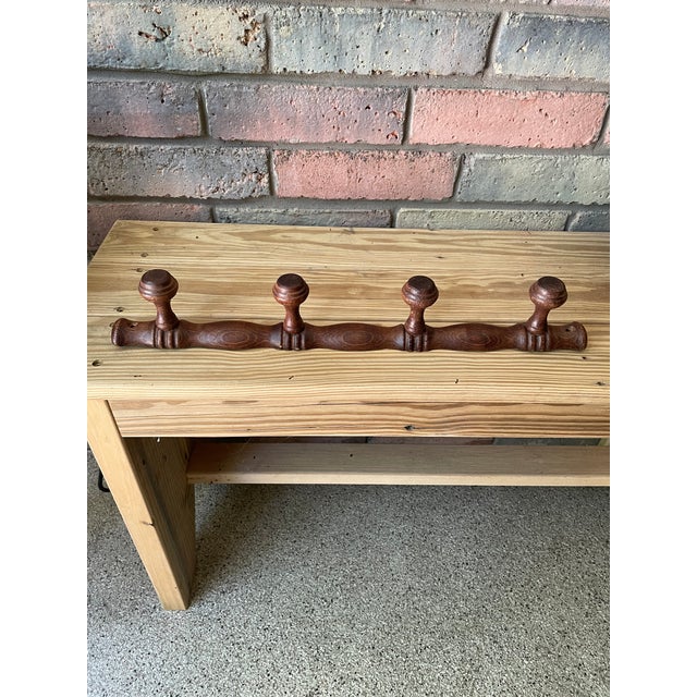 Vintage 1960s French Four Peg Faux Bamboo Wooden Coat Hat Rack For Sale - Image 16 of 17