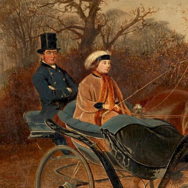 Accurate reproduction of the original oil painting Lady Clifford-Constable Driving a Carriage with Her Husband Sir Talbot...