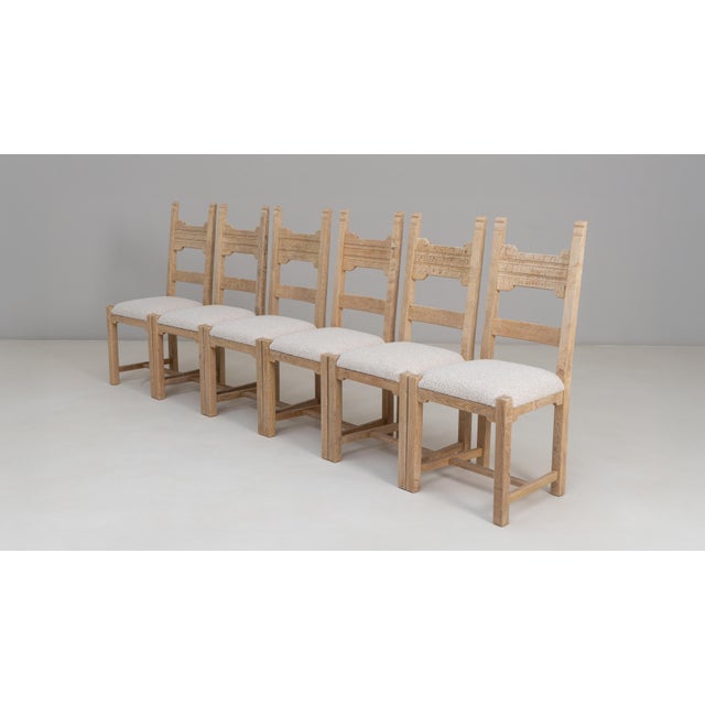 20th Century French Oak Dining Chairs With Upholstered Seats - Set of 6 For Sale - Image 13 of 18