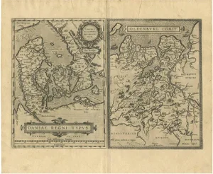 Antique Maps of Denmark and Saxony by Ortelius, 1598