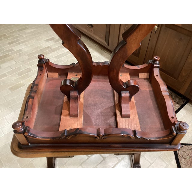 Antique Solid Mahogany Harp Art Nouveau Table Usa Pretty For Sale - Image 9 of 14