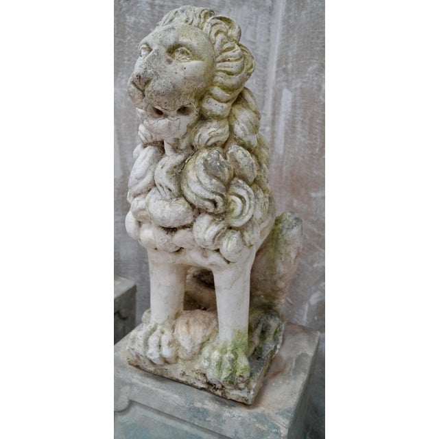 Proud Stone Cast French Sitting Lions, Set of 2 For Sale - Image 15 of 18
