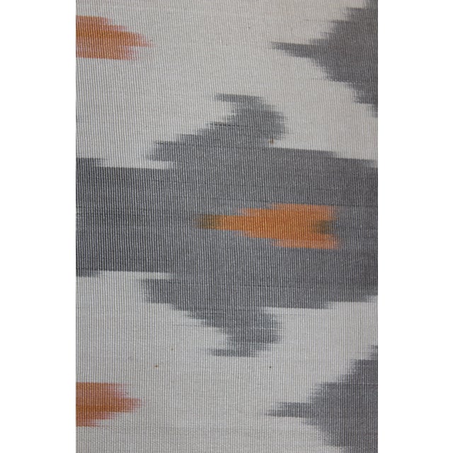 Gray Contemporary Silk Ikat Bohemian Throw Pillow For Sale - Image 8 of 11