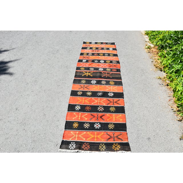 1960s Rustic Hand Knotted Striped Runner Rug For Sale - Image 11 of 11