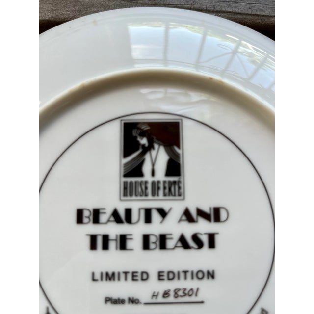 Ceramic Franklin Mint the House of Erte Collectors Porcelain Plate "The Beauty and the Beast". Circa 1990s For Sale - Image 7 of 7