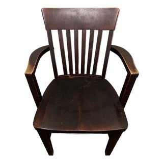 Antique 1920s Heywood-Wakefield Wood Banker's Armchair For Sale
