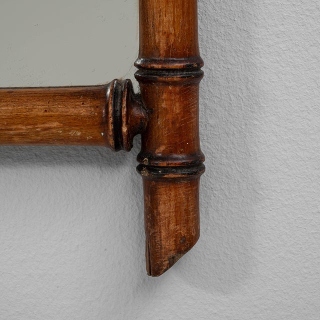 Brown 19th Century French Faux Bamboo Mirror For Sale - Image 8 of 18
