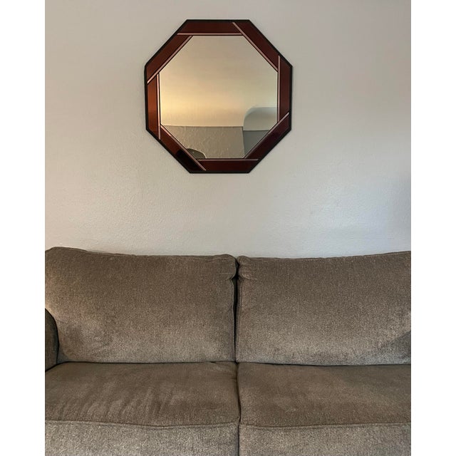 Large Late 20th Century Octagonal Stained Glass Wall Mirror For Sale - Image 4 of 9