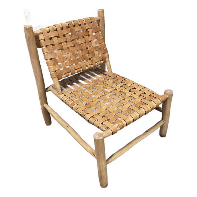 Leather Woven Moroccan Chair For Sale