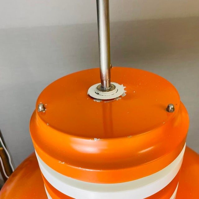 Space Age Scandinavian Modern Orange Metal Light Fixture, 1970s For Sale - Image 9 of 15