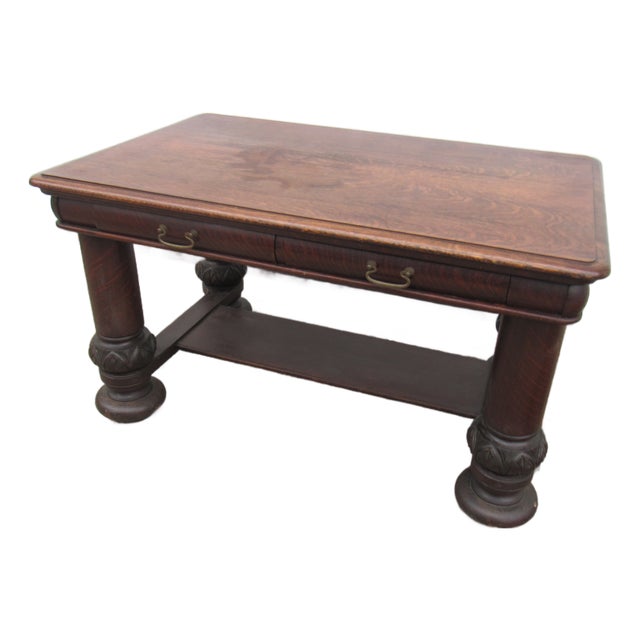 1940s Oak Library Console Table Amazing Mission For Sale