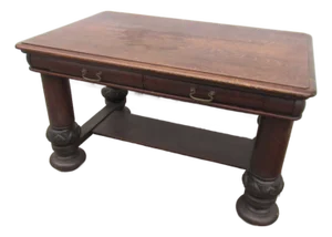 1940s Oak Library Console Table Amazing Mission