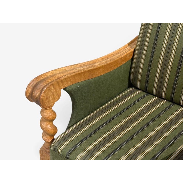 Henning Kjaernulf Style, Lounge Chairs, Oak, Fabric, Denmark, 1970s For Sale - Image 9 of 12