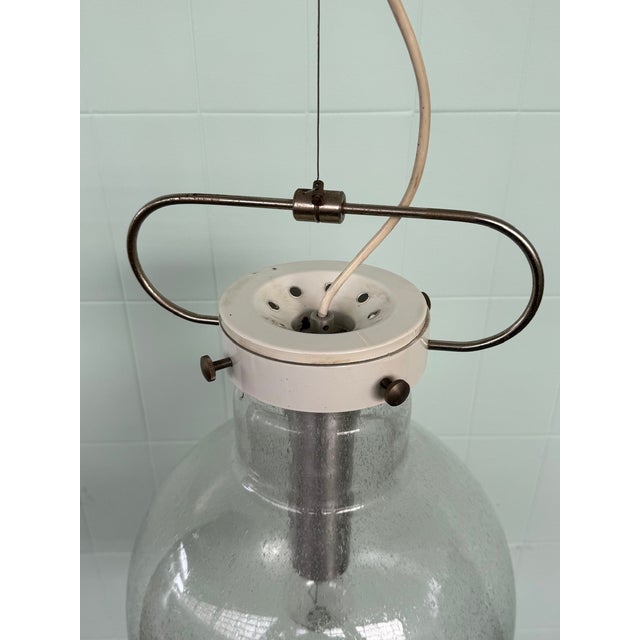 Cream Italian Hanging Lamp with Murano Sphere Lampshade, 1960s For Sale - Image 8 of 18