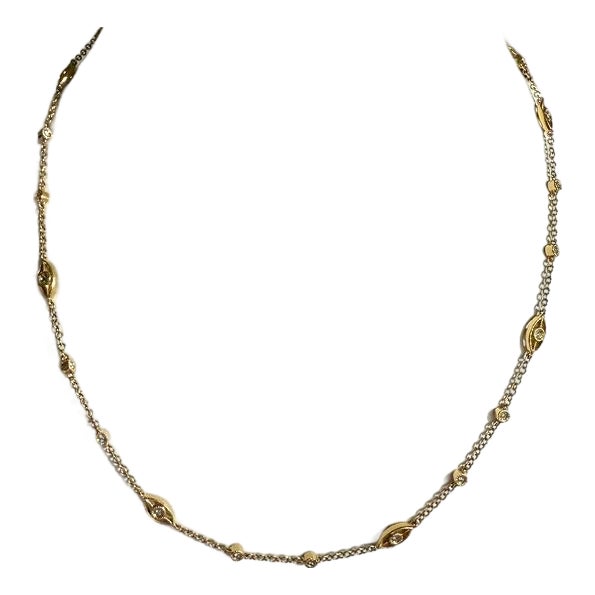 14k Yellow Gold "Evil Eye" Necklace With White Diamonds by Gabriel & Co. For Sale