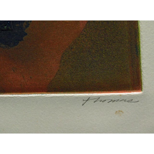 Impressionist 1980s Ted Thomas Abstract Orange Green Hand Signed Limited Edition Etching For Sale - Image 3 of 5