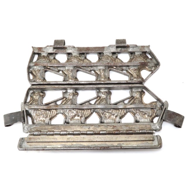 A very cute Vintage Metal Chocolate 4 Roosters - Chickens Chocolate Factory Mold. It is American in Origin - Circa Mid...