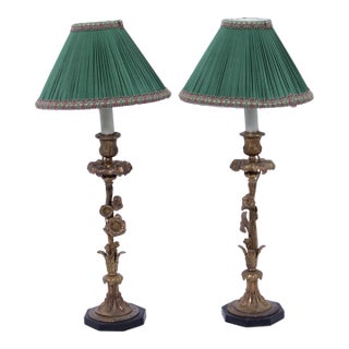 1970s Pair of Bronze Louis XV Style Table Lamps For Sale