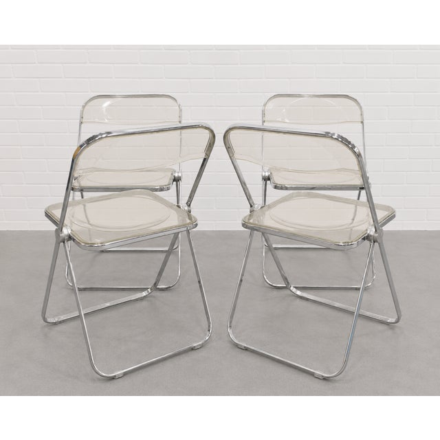 Mid Century Modern Italian Lucite "Plia" Folding Chairs by Giancarlo Piretti for Castelli, C. 1970s For Sale - Image 9 of 14