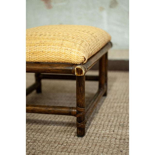 Textile Wooden Ottomans by Lyda Levi for McGuire San Francisco, 1970s, Set of 2 For Sale - Image 7 of 8