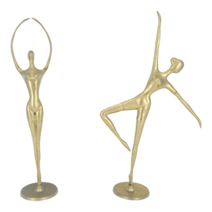 Pair of 3 Foot Tall Solid Brass Ballerina Dancers Sculptures Figurines Statue