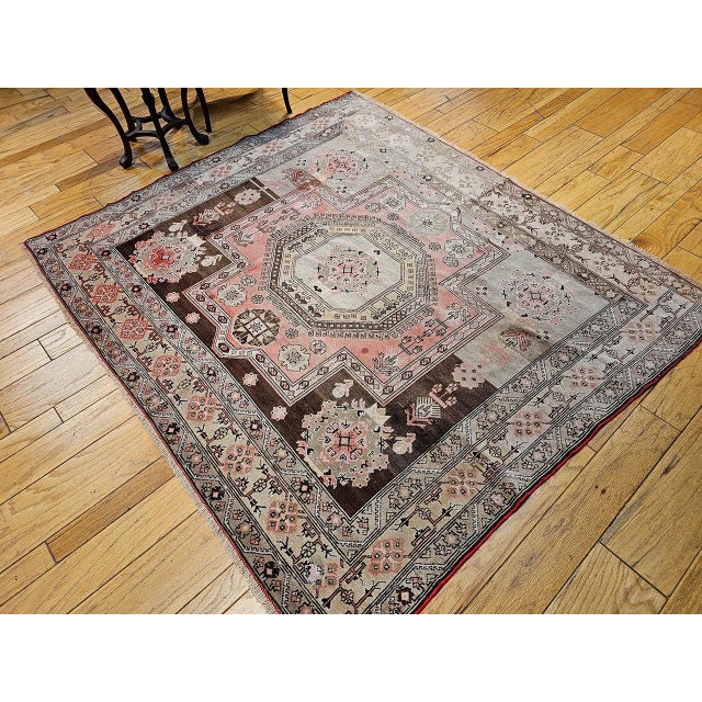 Textile Antique Turkish Oushak Rug, Hand-Knotted Wool Pile, Mamluk Design, 6' x 7' For Sale - Image 7 of 16