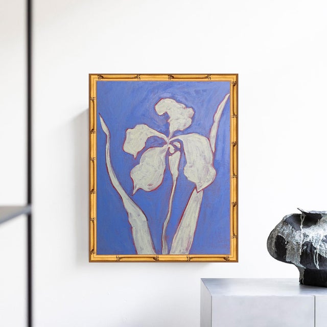 Two original hand-painted oil paintings by artist Tatiana Duperault Stunning botanical — Iris in white Beautiful...