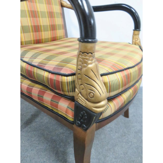 Late 20th Century French Empire Style Fruitwood Gilt Ebonized Carved Chair For Sale - Image 5 of 7